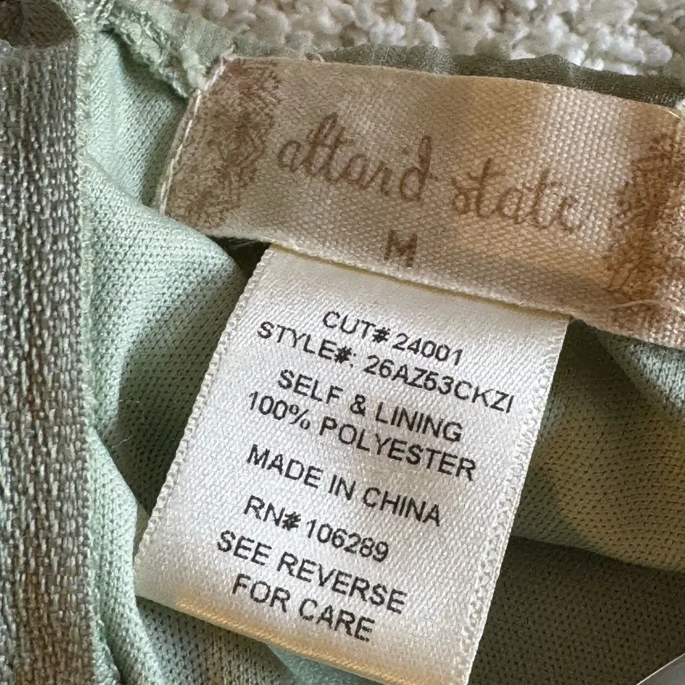 Altar’d state Dress Womens Size Medium chiffon lace tiered Sage‎ Green Mini